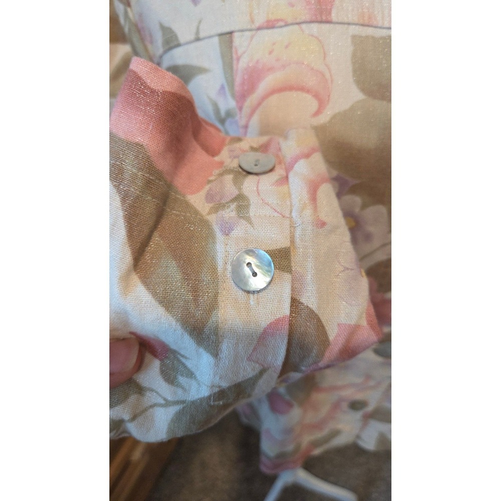 Coldwater Creek Womens Cottage core Linen Button Front Shirt Jacket Medium Pink - Picture 11 of 11